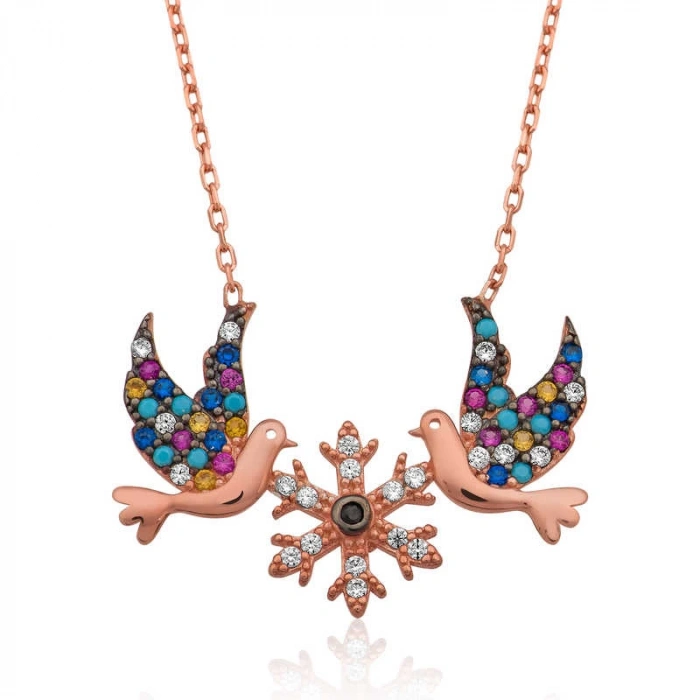 925 Ayar Gümüş Aşk Kuşları Kadın Gümüş Kolye