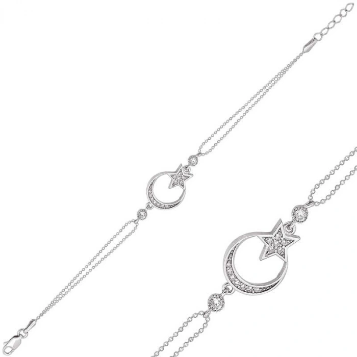 925 Ayar Gümüş Ay Yıldız Bileklik