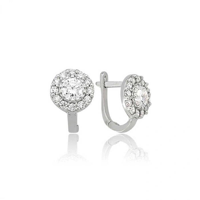 925 Ayar Gümüş Beyaz Yuvarlak Küpe