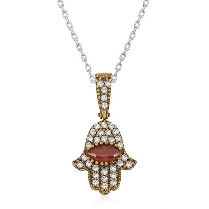 925 Ayar Gümüş Fatma Eli Otantik Bayan Gümüş Kolye