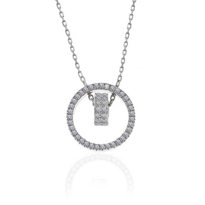 925 Ayar Gümüş İç İçe Geçmiş Halka Kadın Kolye