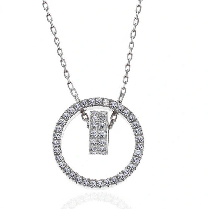 925 Ayar Gümüş İç İçe Geçmiş Halka Kadın Kolye