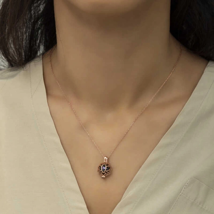 925 Ayar Gümüş Kafesli Lotus Bayan Gümüş Kolye
