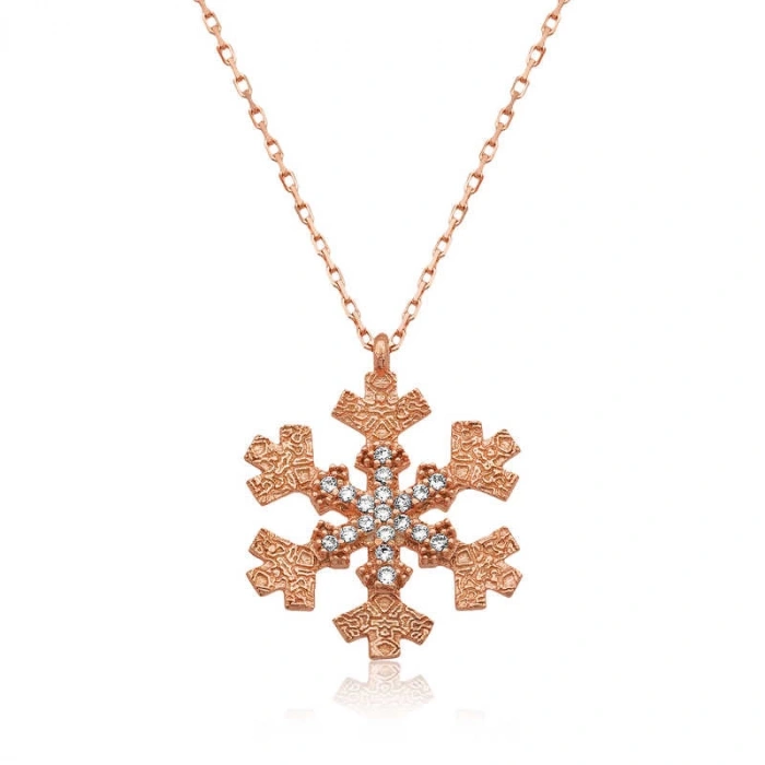 925 Ayar Gümüş Kar Tanesi Kadın Gümüş Kolye