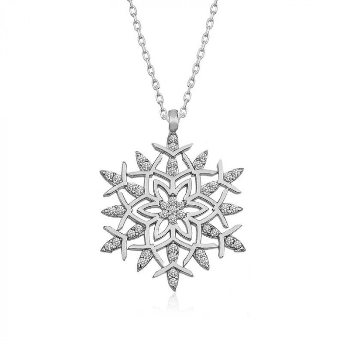 925 Ayar Gümüş Kar Tanesi Kadın Gümüş Kolye