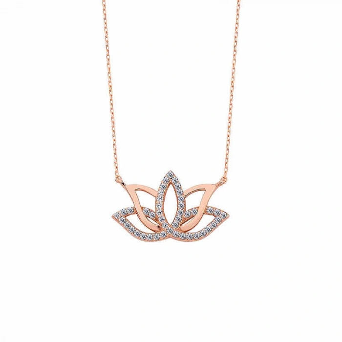 925 Ayar Gümüş Lotus Çiçeği Gümüş Kolye