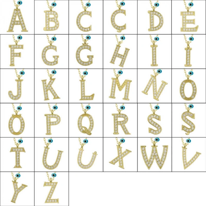 925 Ayar Gümüş Nazar E Harfi Kadın Kolye