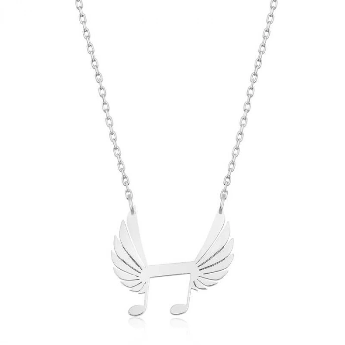 925 Ayar Gümüş Nota Kanatları Kadın Gümüş Kolye