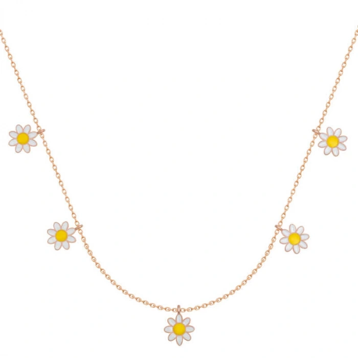 925 Ayar Gümüş Papatya Şans Kadın Gümüş Kolye