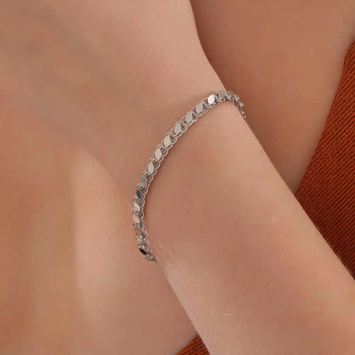 925 Ayar Gümüş Pullu Zincir Kadın Bileklik