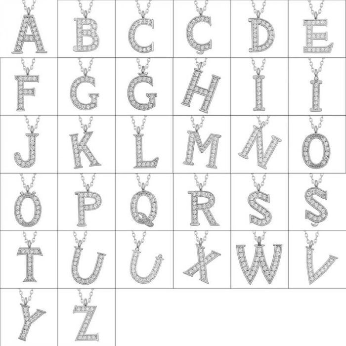 925 Ayar Gümüş Rodyum Kaplama U Harfi Kadın Gümüş Kolye