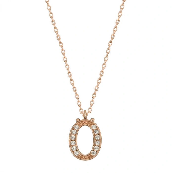 925 Ayar Gümüş Rose Ö Harfi Kadın Gümüş Kolye