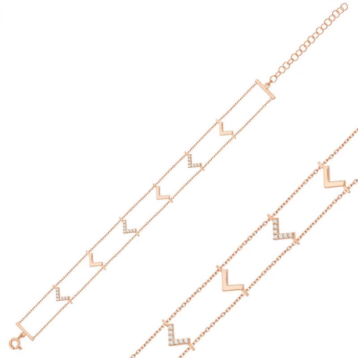 925 Ayar Gümüş Rose V Bileklik