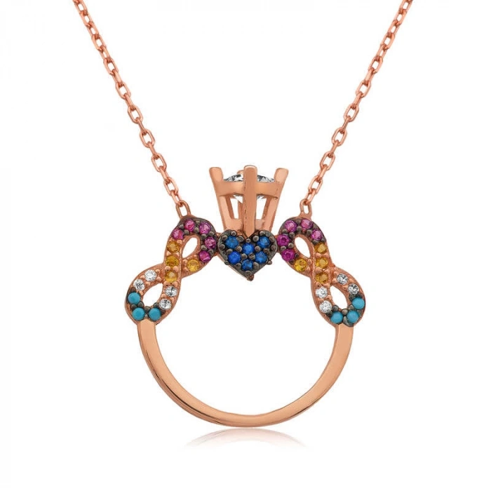 925 Ayar Gümüş Tek Taş Sonsuz Aşk Kadın Gümüş Kolye