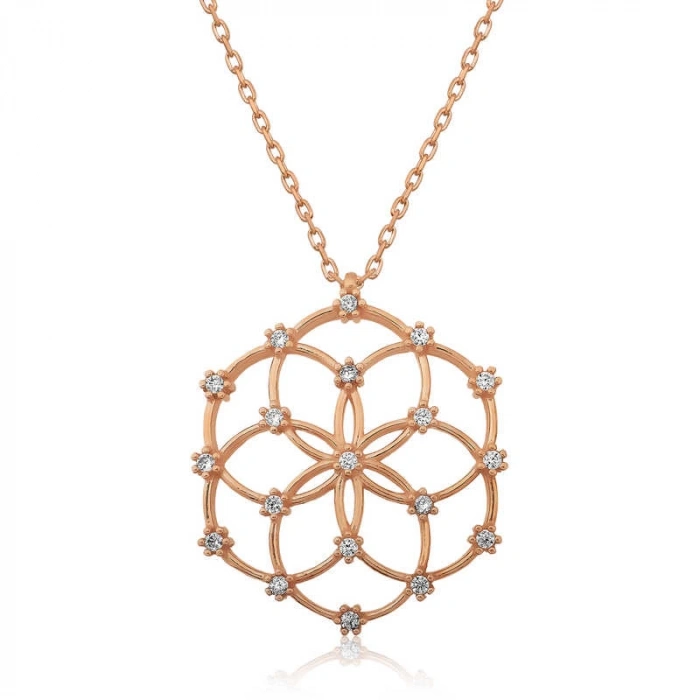 925 Ayar Gümüş Yaşam Çiçeği Kadın Gümüş Kolye