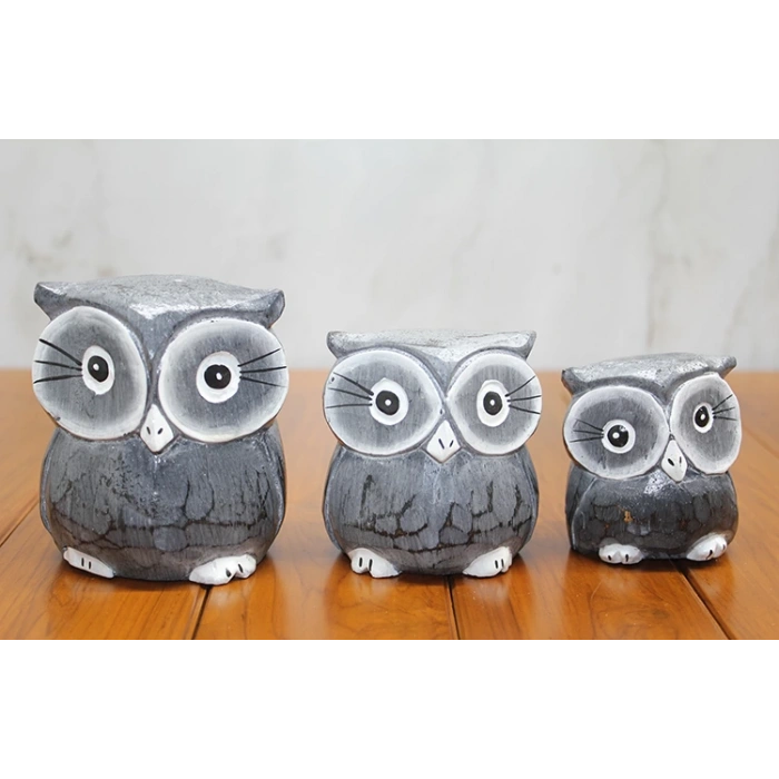 MDB Ahşap 3lü Baykuş Seti Model 2