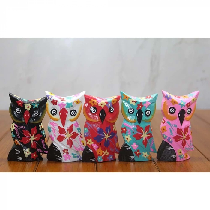 Ahşap 5Li Baykuş Seti