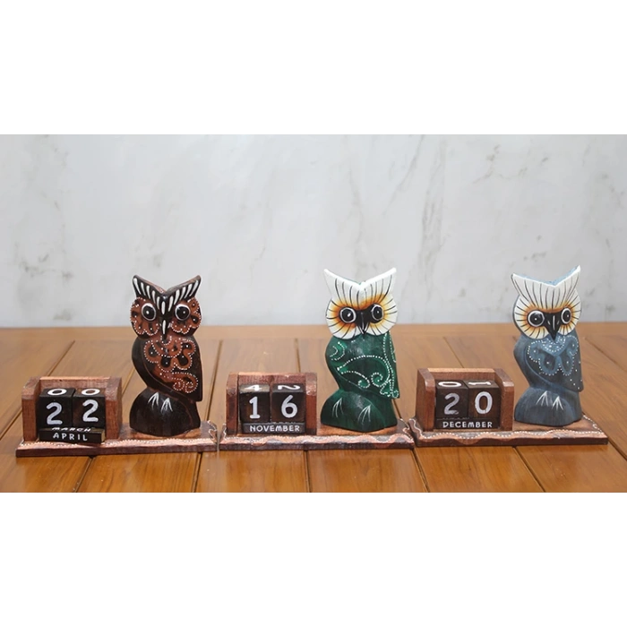 MDB Ahşap Baykuş Takvim  Büyük Boy