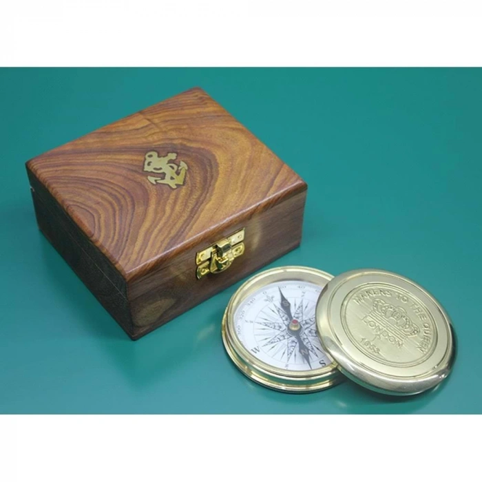 Ahşap Kutulu Pirinç Pusula