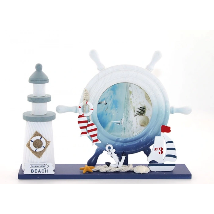 MDB Ahşap Marin Deniz Feneri Dümenli Çerceve Model 1