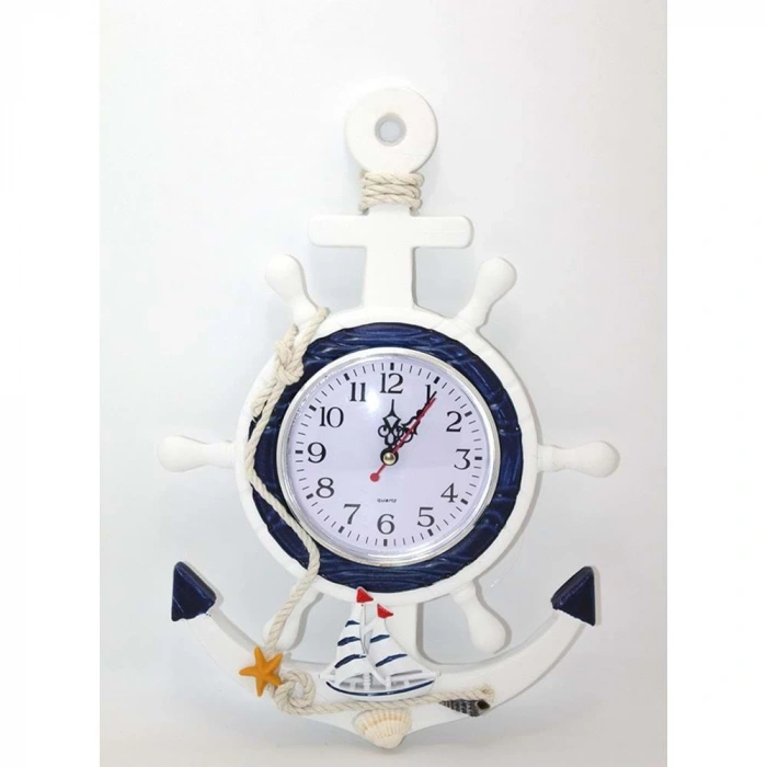 Ahşap Marin Duvara Asmalı Dümenli Saat