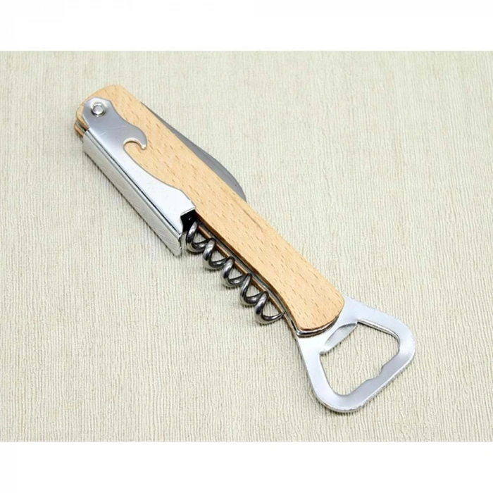 Ahşap Paslanmaz Çelik Tirbuşon Açacak