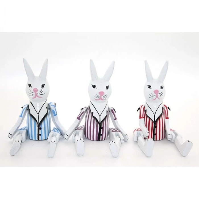 Ahşap Sallanan Tavşan Figürü