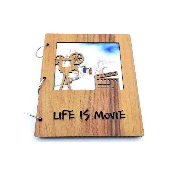 Albüm Ahşap Kapaklı Dikey Temalı Dekoratif Hediyelik