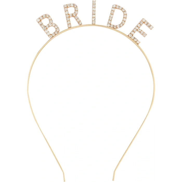 MDB Altın Gold Renk Bekarlığa Veda Kristal Taş Bride Tacı İthal