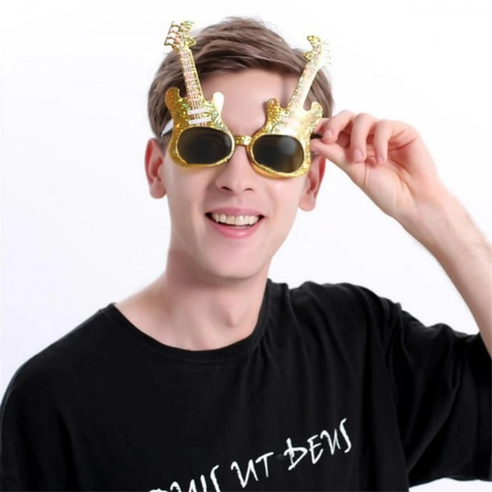 MDB Altın Renk Gitar Şekilli Parti Gözlüğü