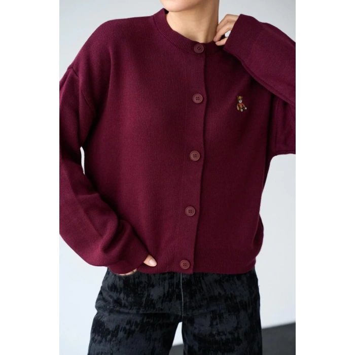 MDB Ayıcıklı Hırka  Bordo