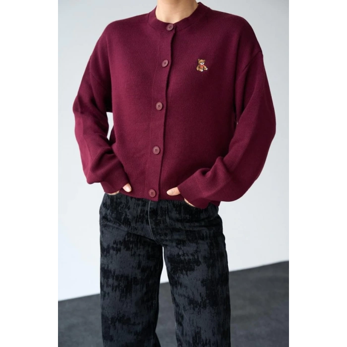 MDB Ayıcıklı Hırka  Bordo