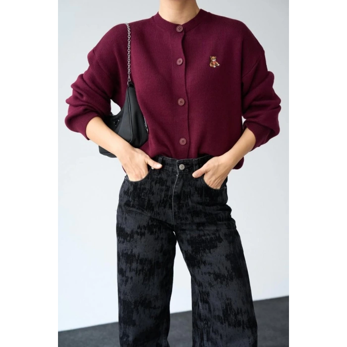 MDB Ayıcıklı Hırka  Bordo