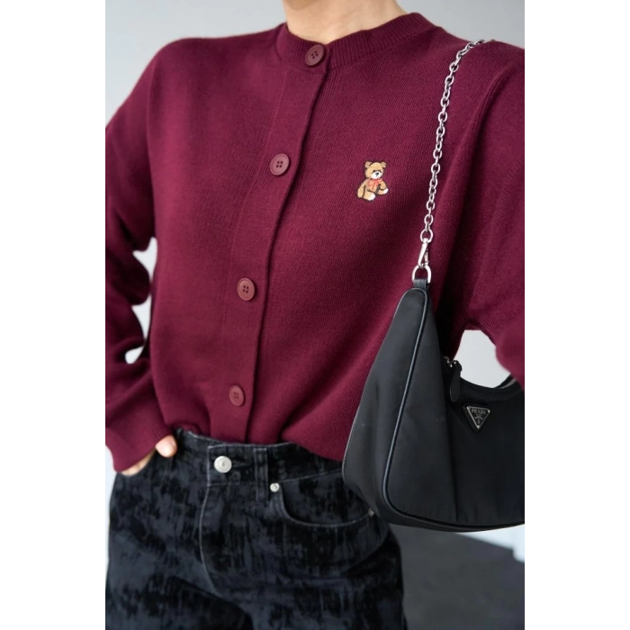 MDB Ayıcıklı Hırka  Bordo