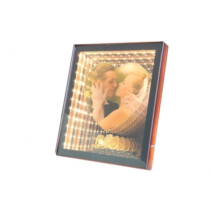 Ayna Led li Çerçeve Led Işıklı Kalpli Fotoğraf Çerçevesi