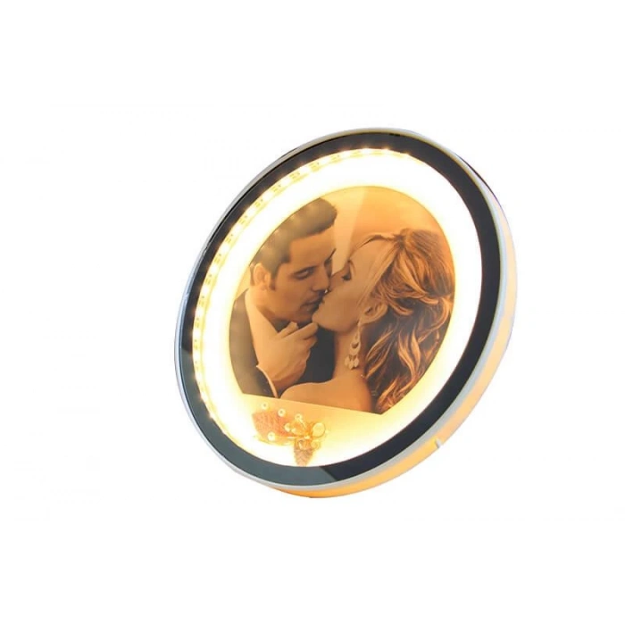 Ayna Led li Çerçeve Led Işıklı Yuvarlak Fotoğraf Çerçevesi