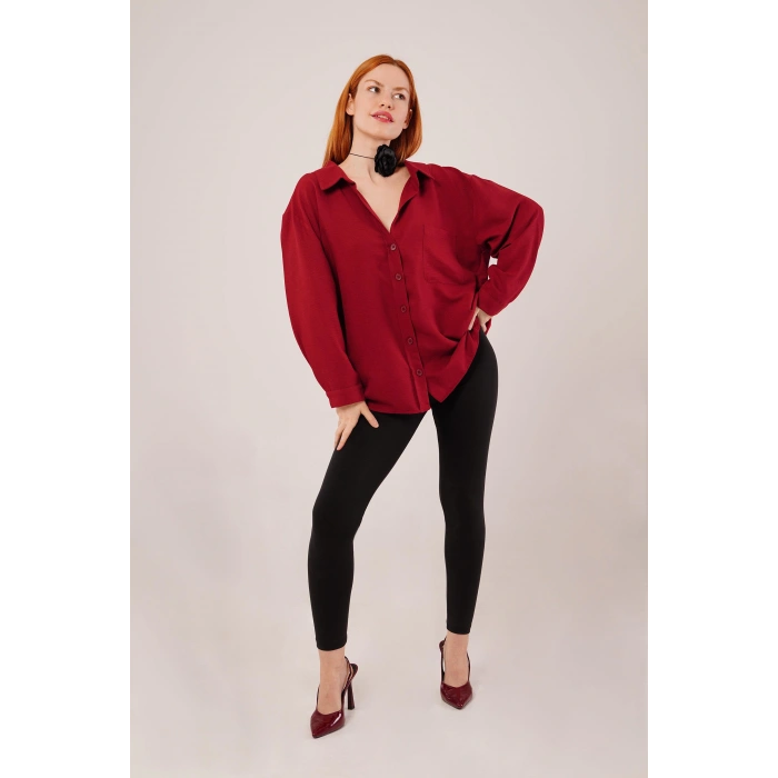 MDB Basic Oversize Bordo Gömlek