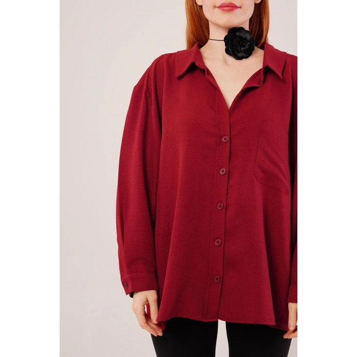 MDB Basic Oversize Bordo Gömlek