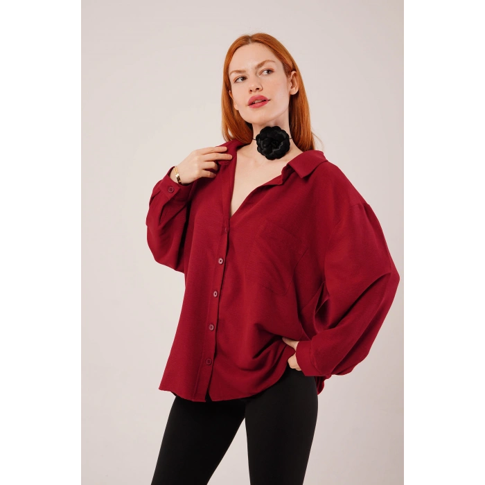 MDB Basic Oversize Bordo Gömlek