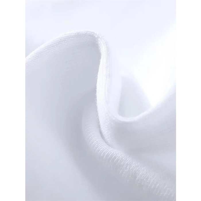 MDB Baskılı Oversize Bisiklet Yaka Tshirt  Beyaz