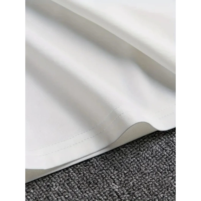 MDB Baskılı Oversize Bisiklet Yaka Tshirt  Beyaz