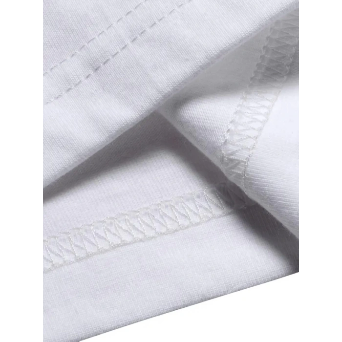 MDB Baskılı Oversize Bisiklet Yaka Tshirt  Beyaz