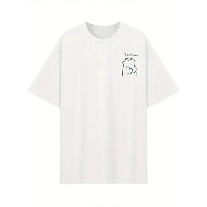 MDB Baskılı Oversize Bisiklet Yaka Tshirt  Beyaz