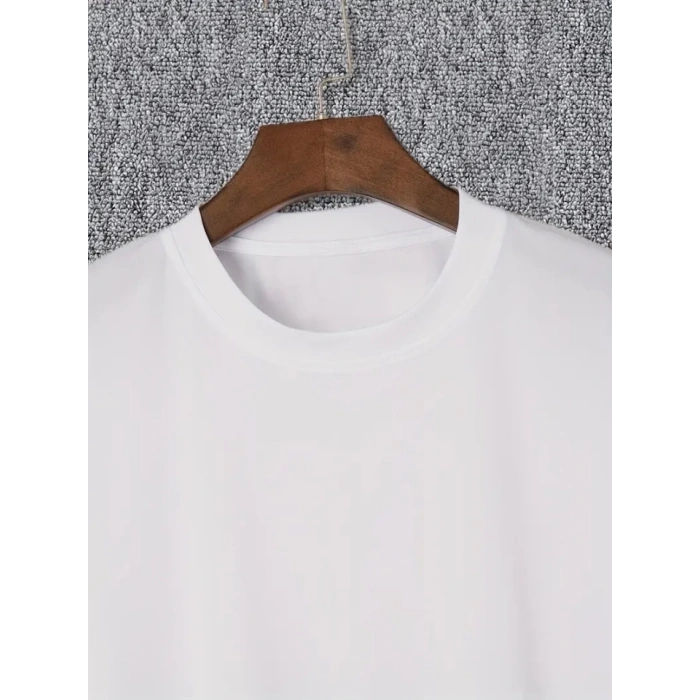 MDB Baskılı Oversize Bisiklet Yaka Tshirt  Beyaz