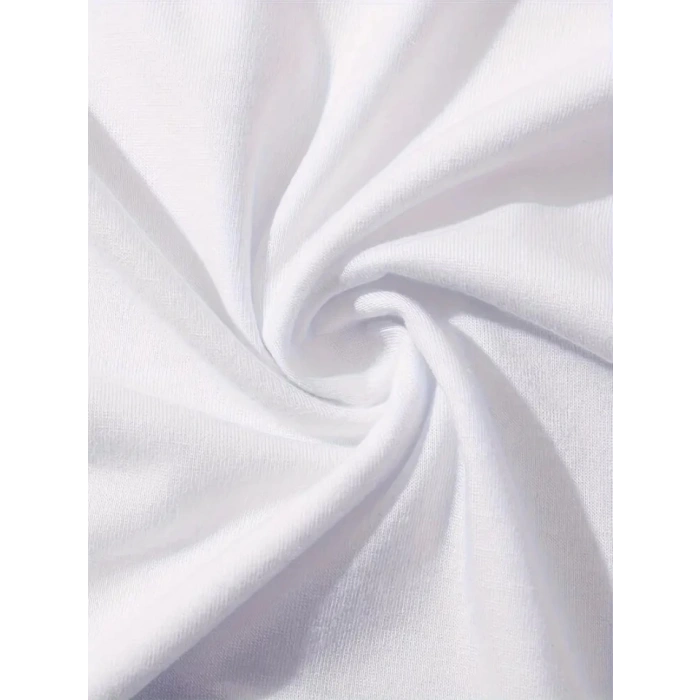 MDB Baskılı Oversize Bisiklet Yaka Tshirt  Beyaz