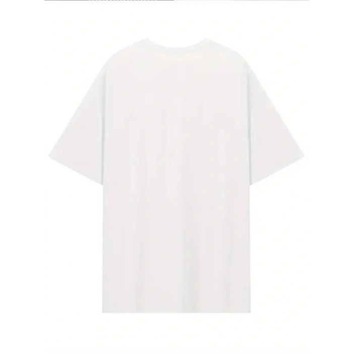 MDB Baskılı Oversize Bisiklet Yaka Tshirt  Beyaz