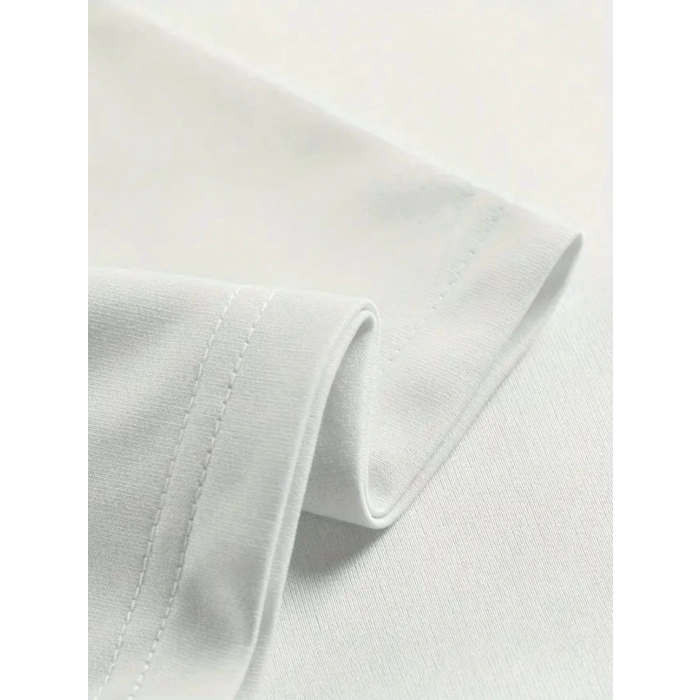 MDB Baskılı Oversize Bisiklet Yaka Tshirt  Beyaz