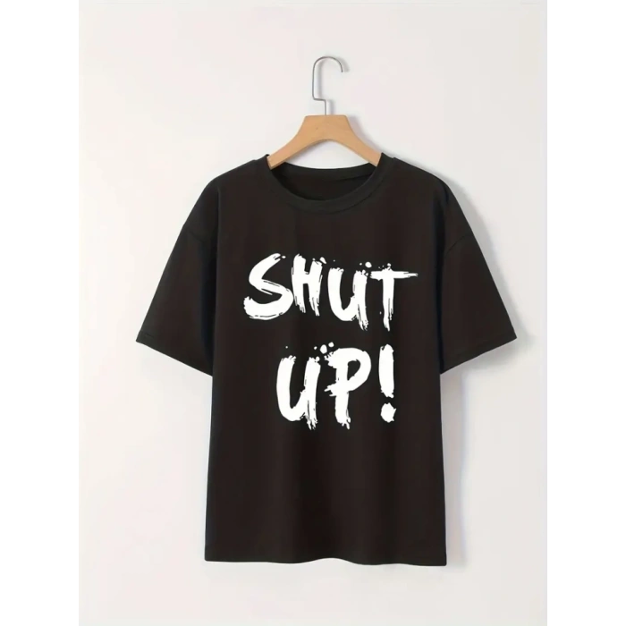 MDB Baskılı Oversize Bisiklet Yaka Tshirt  iyah