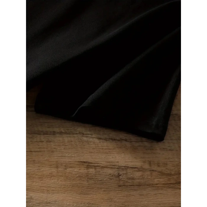 MDB Baskılı Oversize Bisiklet Yaka Tshirt  iyah