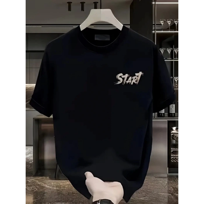 MDB Baskılı Oversize Bisiklet Yaka Tshirt  iyah